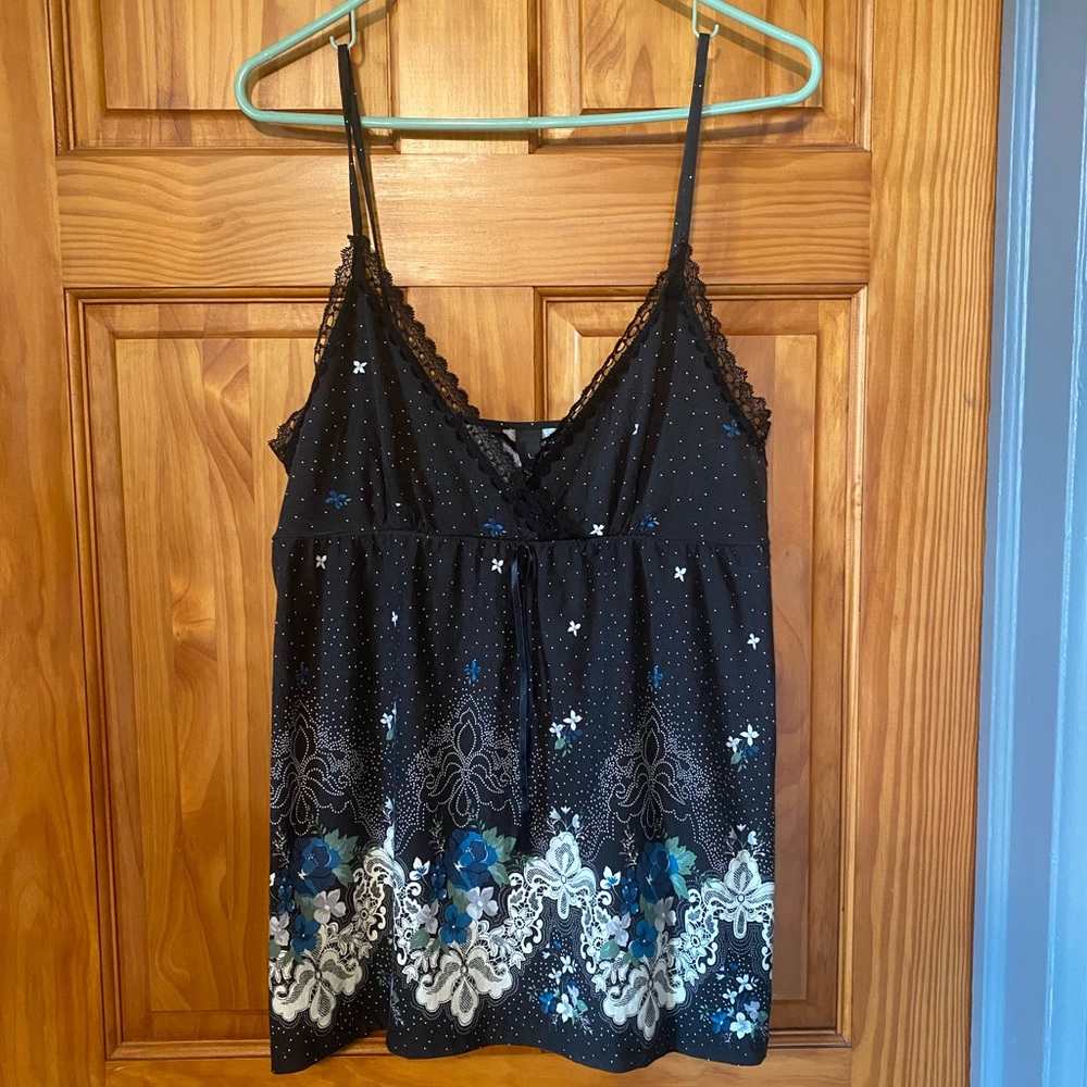 H&M Navy Floral Tank Top